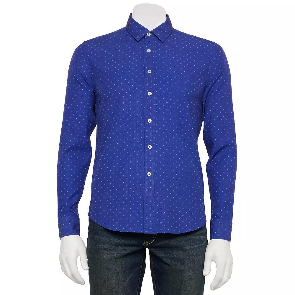 Men's Thomas Sterling Long Sleeve Button Down Shirt, Size: Medium, Blue Print Product Image