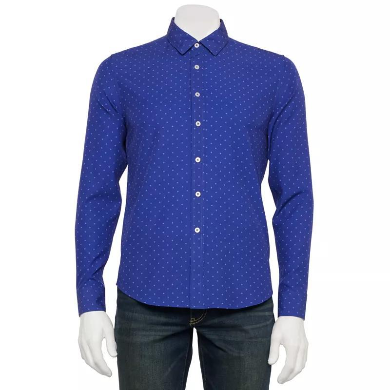 Men's Thomas Sterling Long Sleeve Button Down Shirt, Size: Medium, Blue Print Product Image