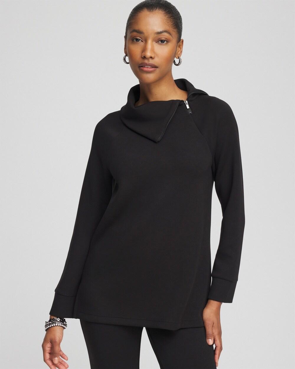 Women's Scuba Zip Neck Tunic Top Product Image
