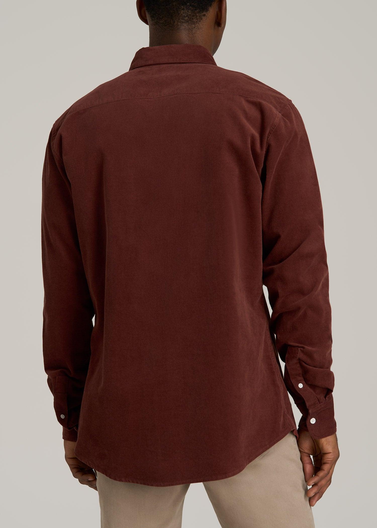 Pincord Button Shirt for Tall Men in Intense Rust Product Image