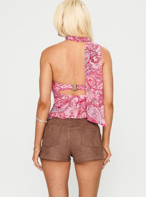Hendrick Faux Suede Short Brown Product Image
