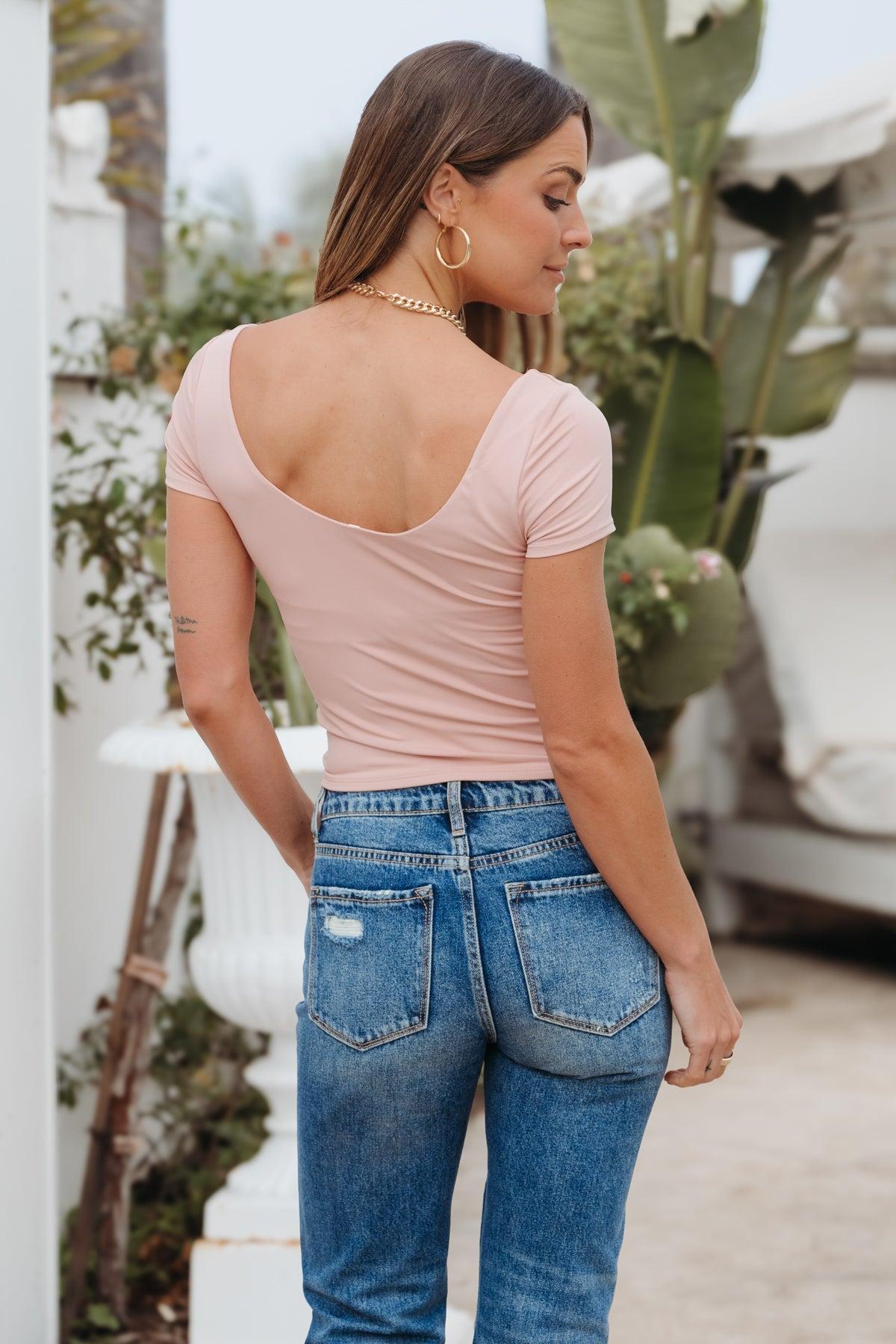 Callie Double Lined Scoop Neck Top - Rose - FINAL SALE Female Product Image