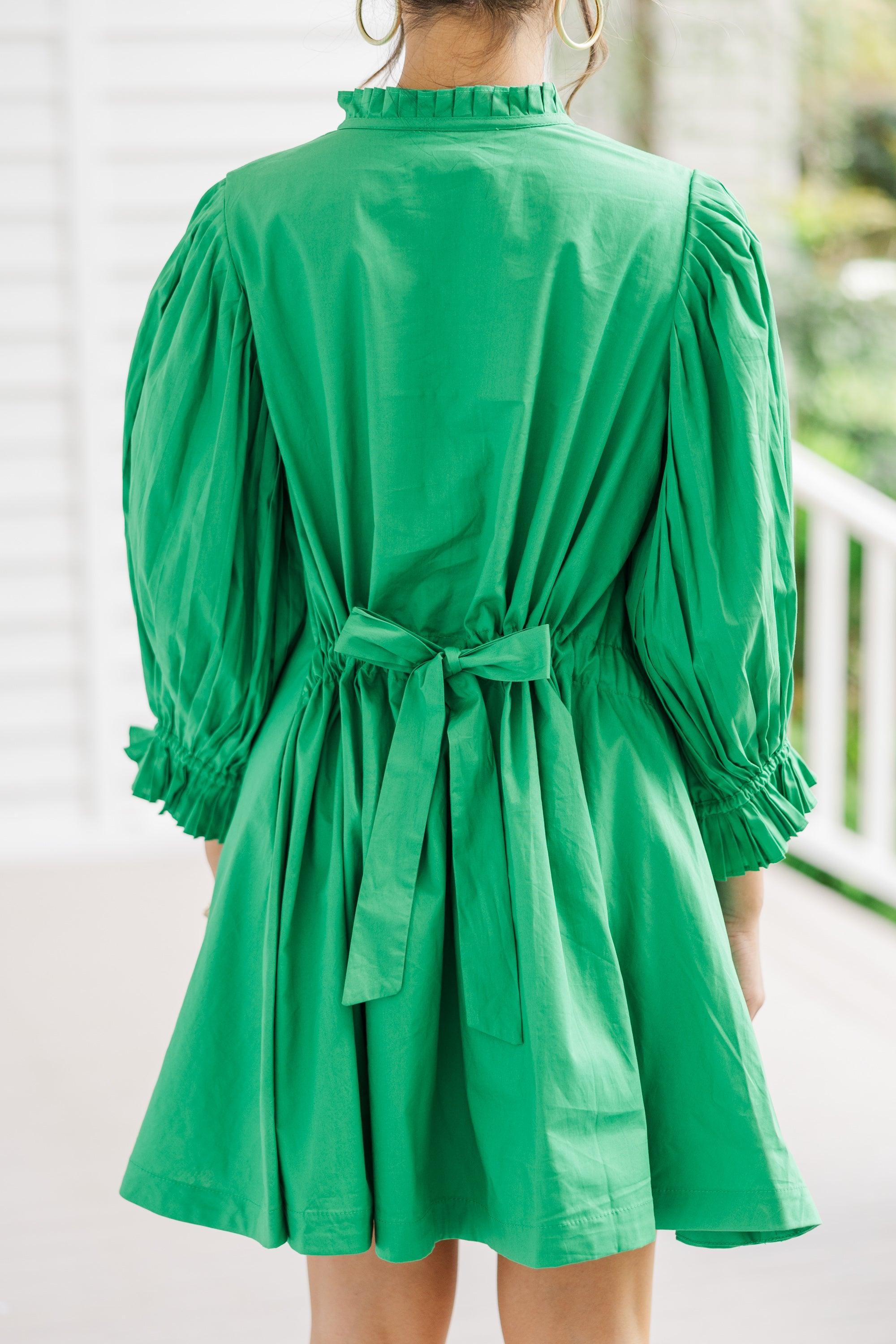 Under The Stars Kelly Green Tie Back Dress Female Product Image