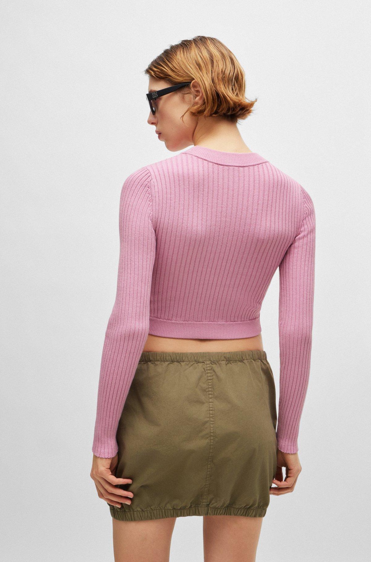 Cropped sweater with blue logo label Product Image
