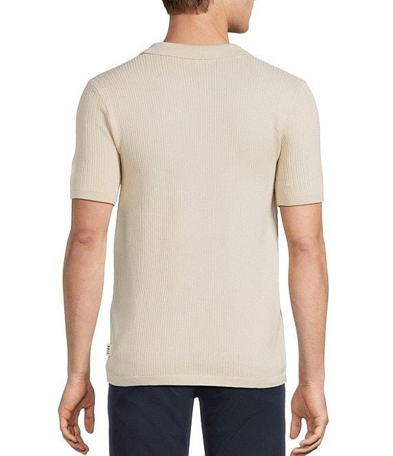 Rowm Short Sleeve Textured Solid Knit Sweater Shirt Product Image