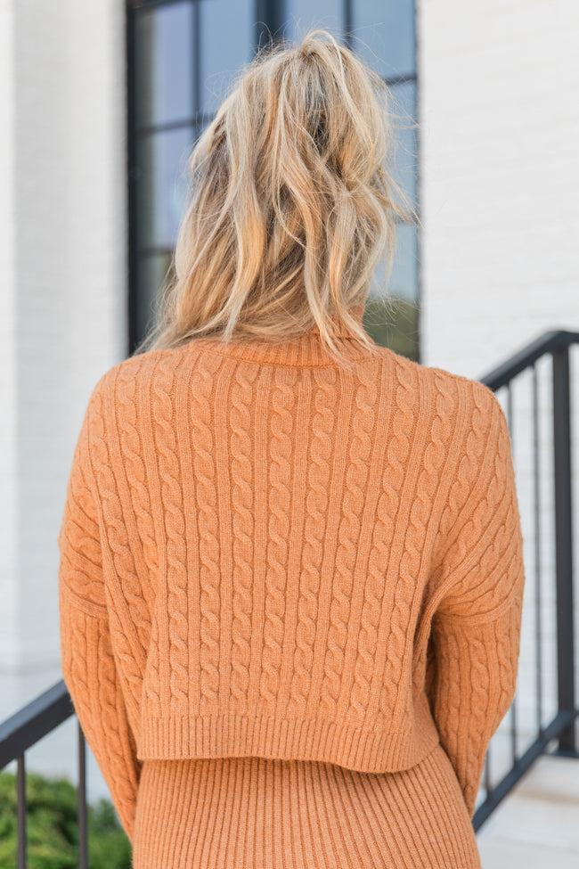 Know The Ropes Camel Cable Knit Sweater Skirt Set FINAL SALE Product Image