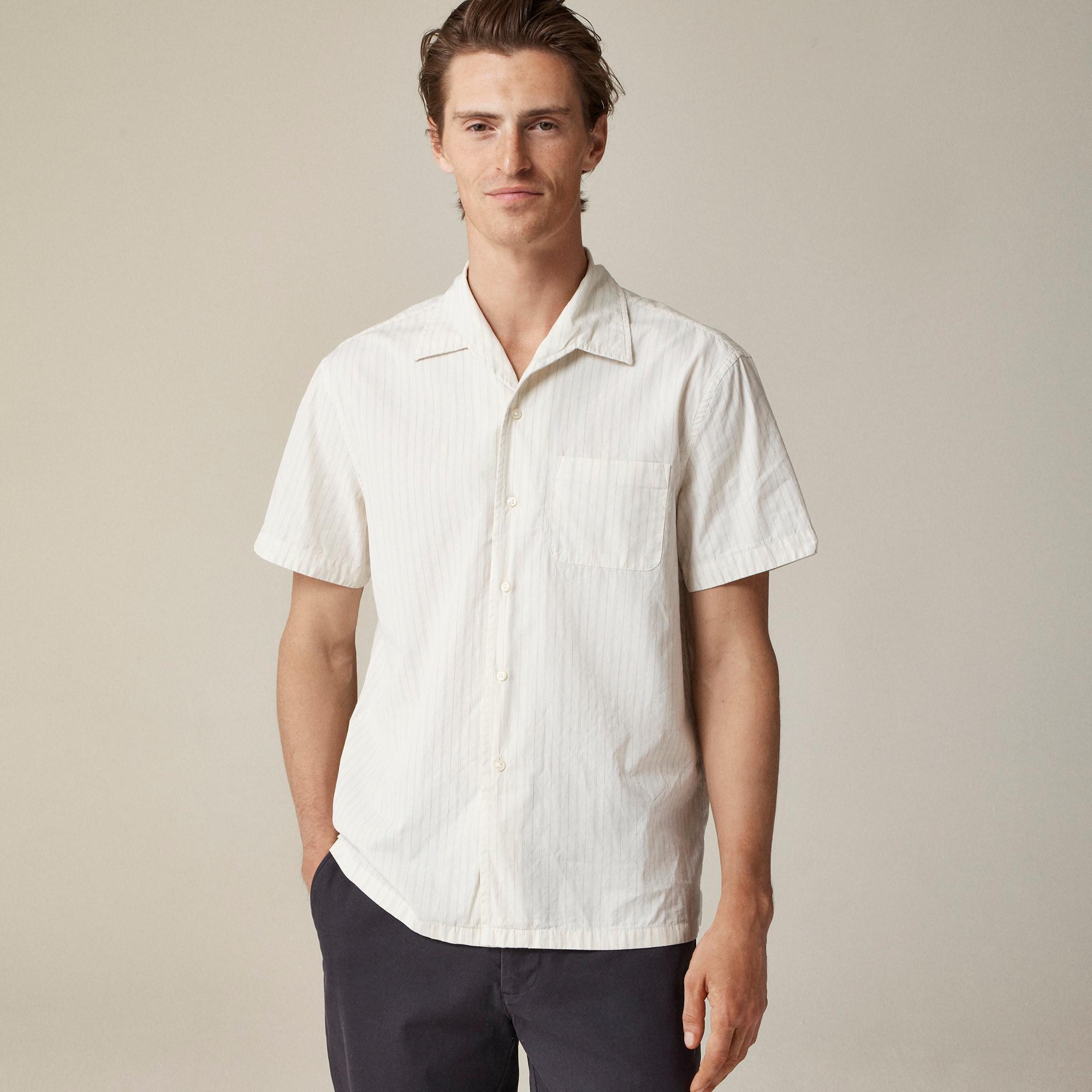 Short-sleeve Secret Wash cotton poplin camp-collar shirt Product Image