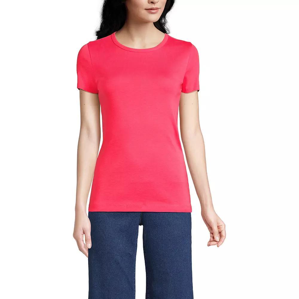 Women's Lands' End All-Cotton Crewneck Tee, Size: XS, Rouge Pink Product Image