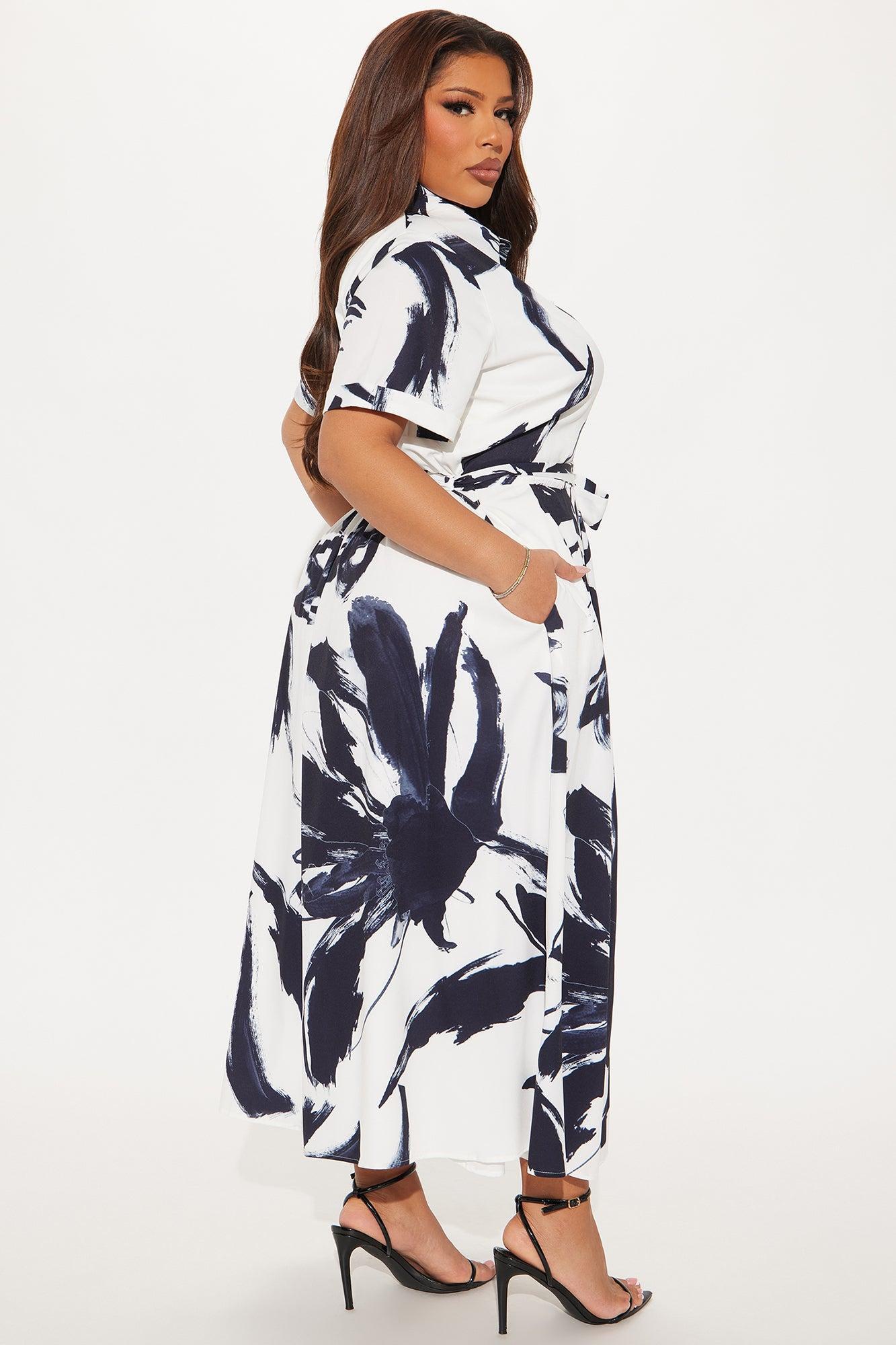 Mel Maxi Shirt Dress - White/Black Product Image