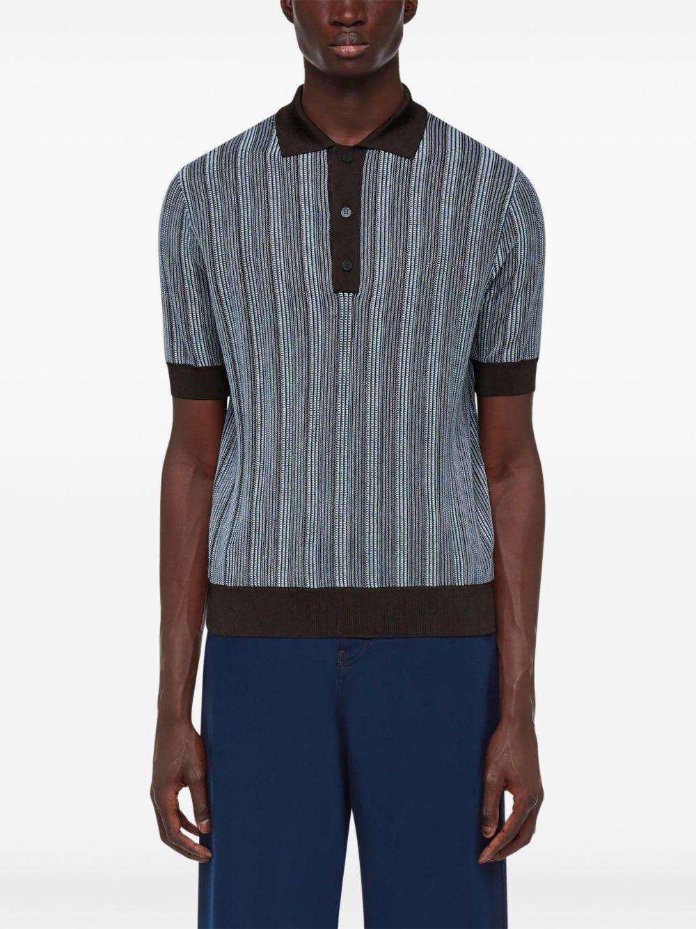 striped intarsia-knit polo shirt Product Image