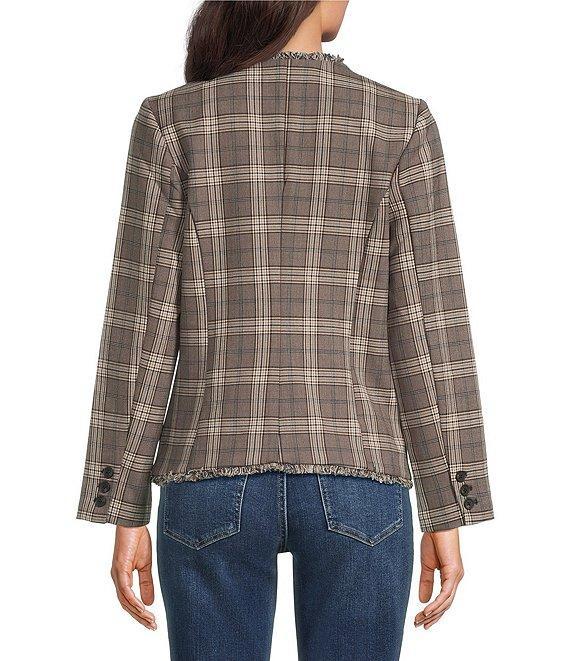 Liverpool Los Angeles Jacquard Knit Glen Checked Long Sleeve One-Button Front Fitted Blazer Product Image