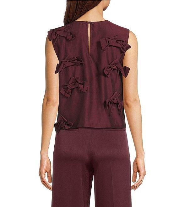 Marella Canore Popline Embroidered Bow Round Neck Sleeveless Top Product Image