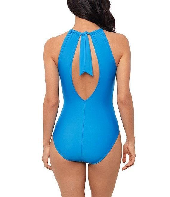 Magicsuit Amelia Solid High Neck Hidden Underwire Bra Open Portrait Back One Piece Swimsuit Product Image
