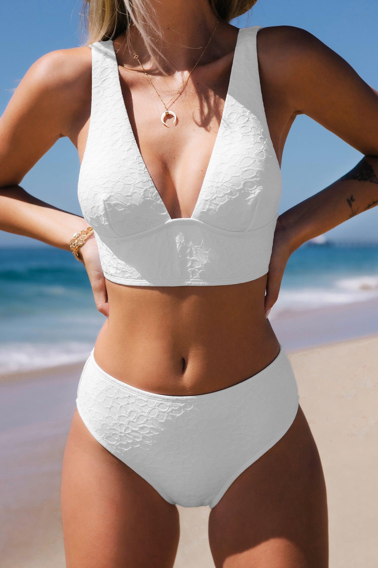 Seaside Holiday Tie-Front Bralette and High Waist Bikini Set Product Image