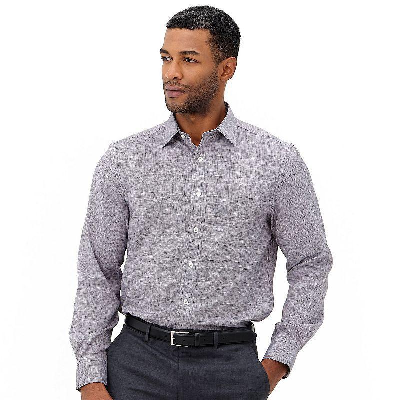 Men's Nick Graham Traveler Collection Performance Modern-Fit Stretch Dress Shirt, Size: 2XL-36/37, Black Striated Product Image