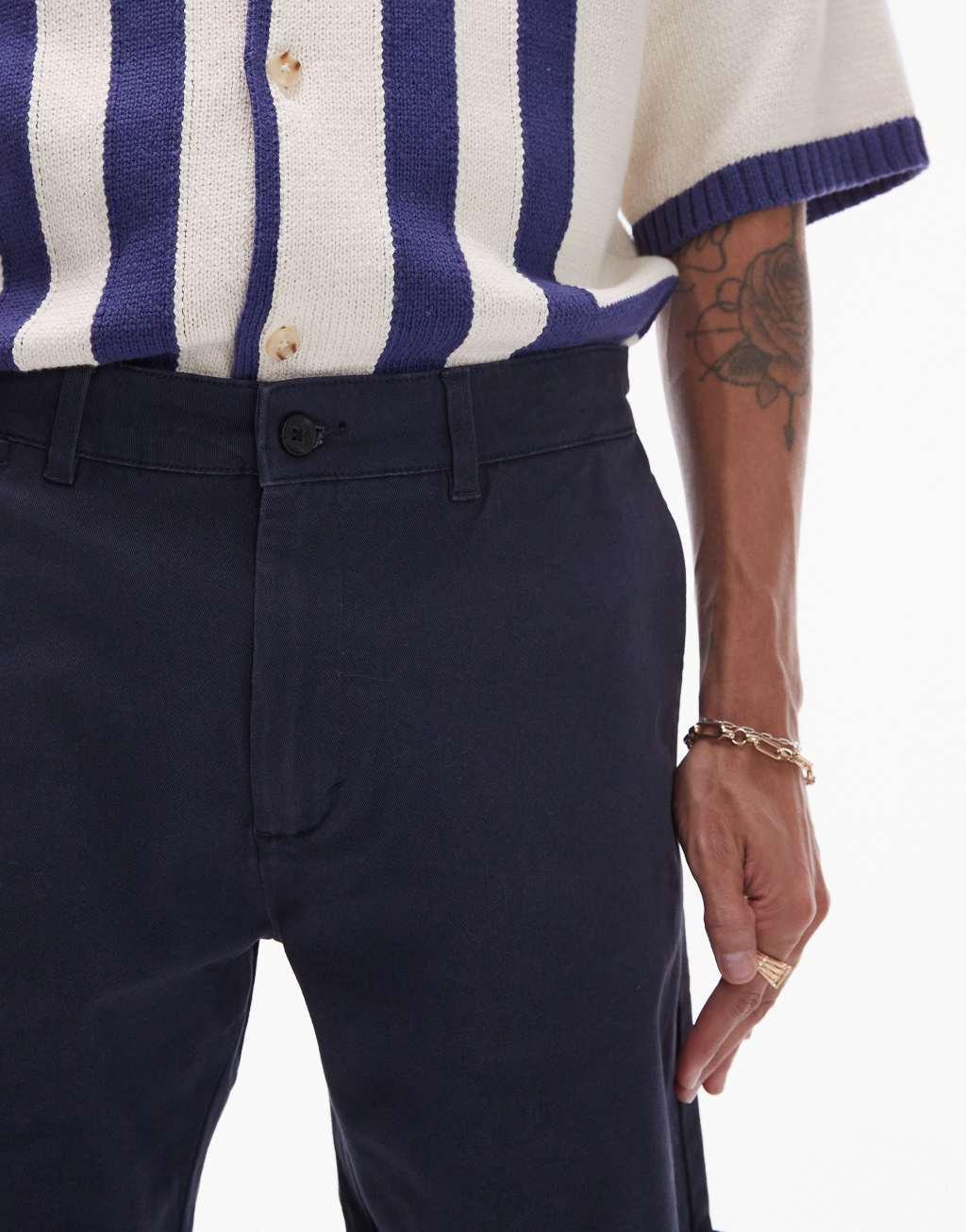 Topman skinny chino shorts in navy Product Image