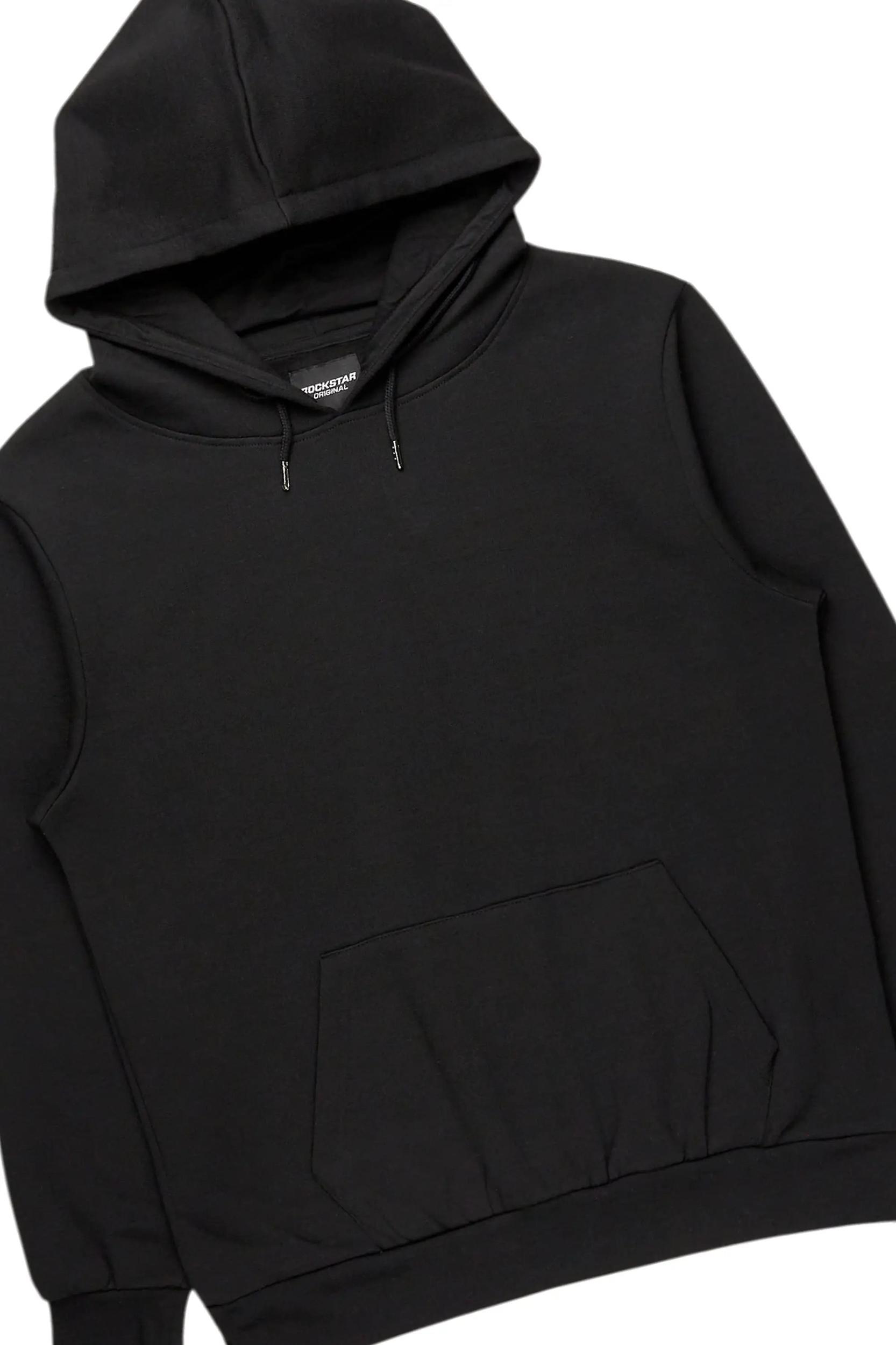 Basic Black/White Hoodie/Baggy Track Pant Set Male Product Image