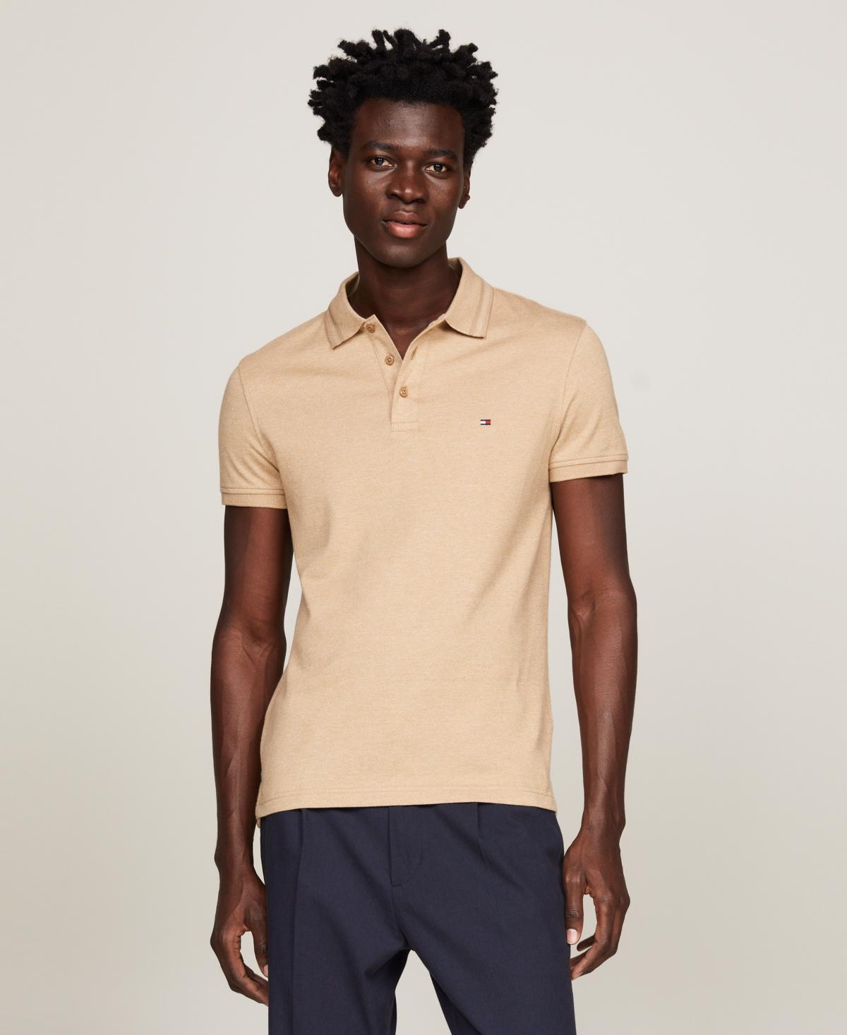 Tommy Hilfiger Mens Pretwist Mouline Slim Fit Short Sleeve Polo Shirt - Calico Product Image