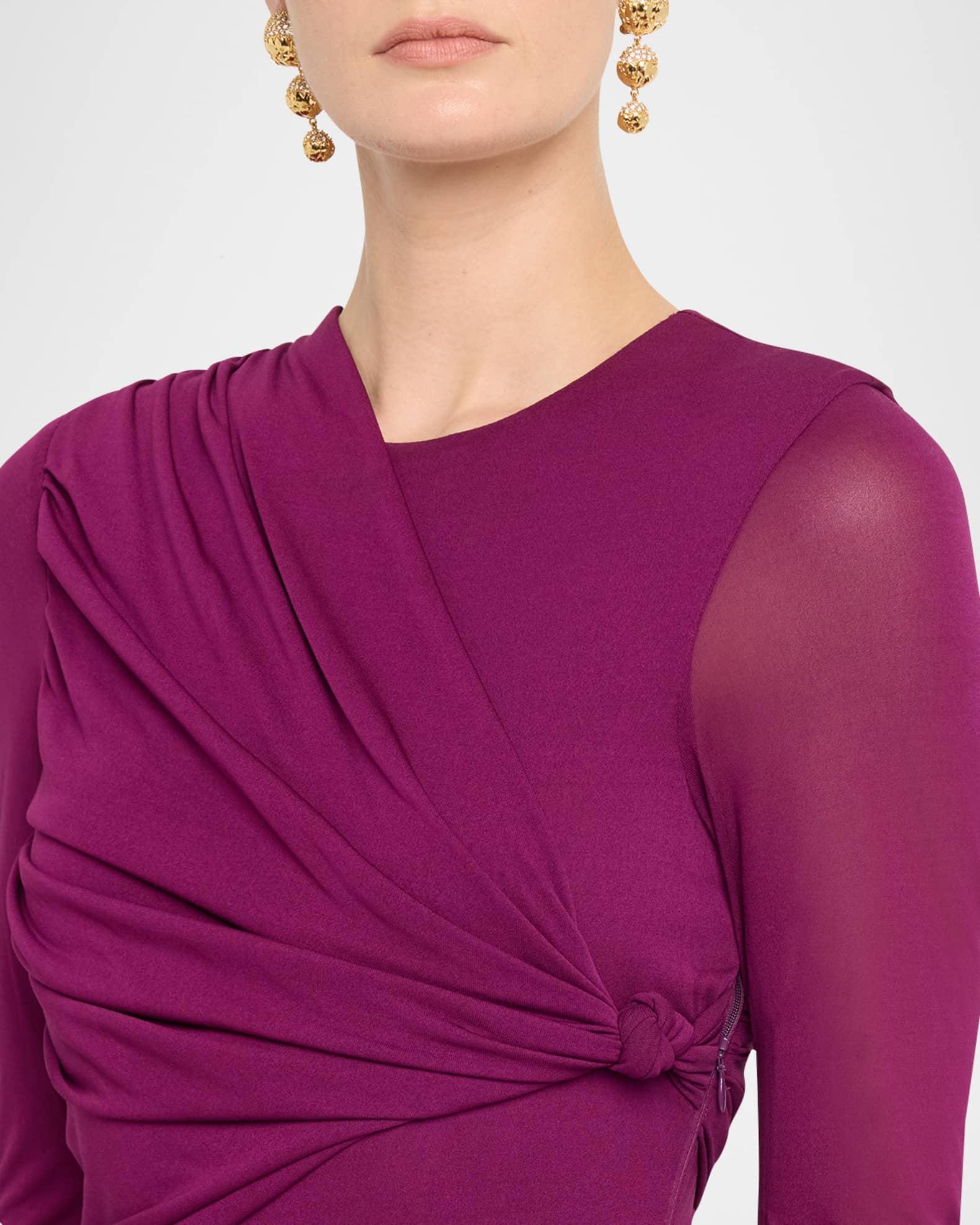 Knot Draped Jersey Long-Sleeve Maxi Dress Product Image