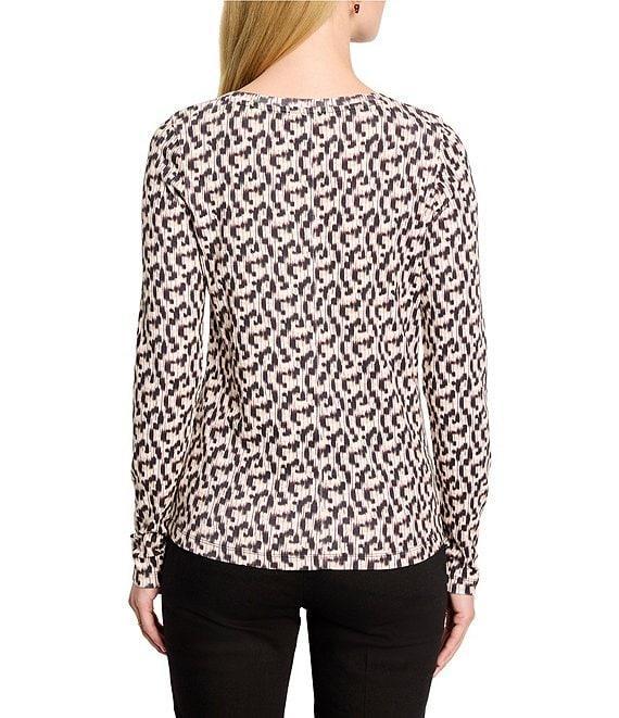 NIC + ZOE Printed Knit Boat Neck Long Sleeve Tee Product Image