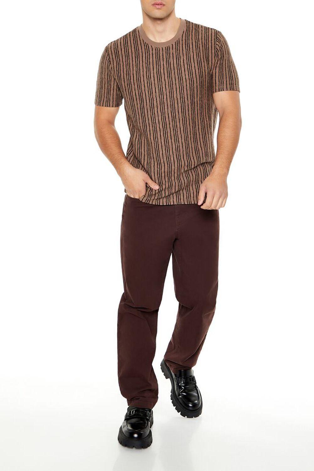 Textured Vertical-Striped Slim-Fit Tee | Forever 21 Product Image