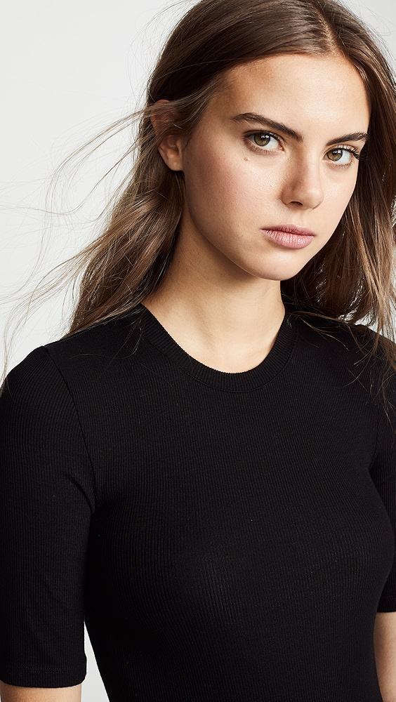 Enza Costa Rib Fitted Half Sleeve Crew Tee | Shopbop Product Image