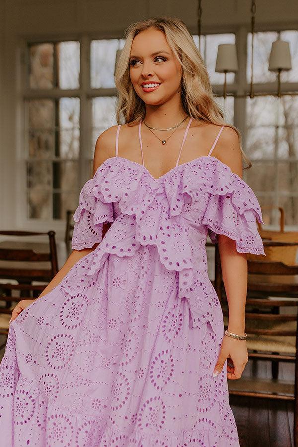 Cue The Charm Eyelet Midi Dress Product Image