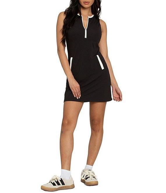 GOLD HINGE Half-Zip Crew Neck Sleeveless Pocket Dress Product Image