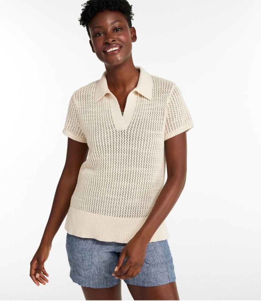 
                            
                                
                                    
                                
                            Women's Organic Cotton Slub Pointelle Sweater, Polo
                         Product Image
