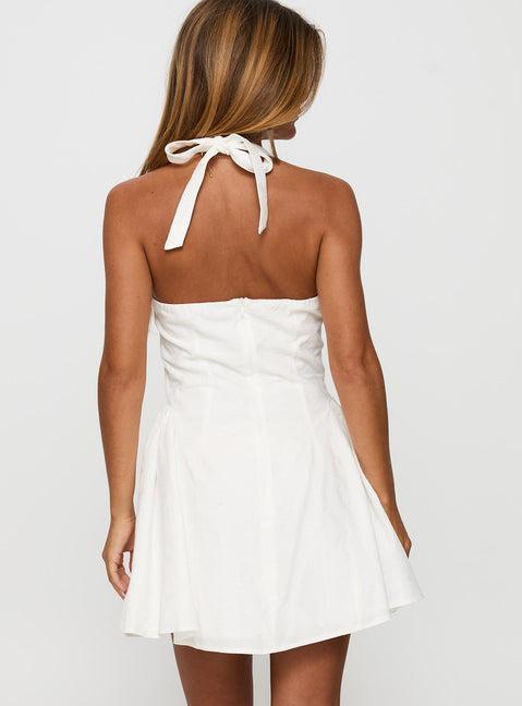 Sweet Words Halter Mini Dress White Product Image