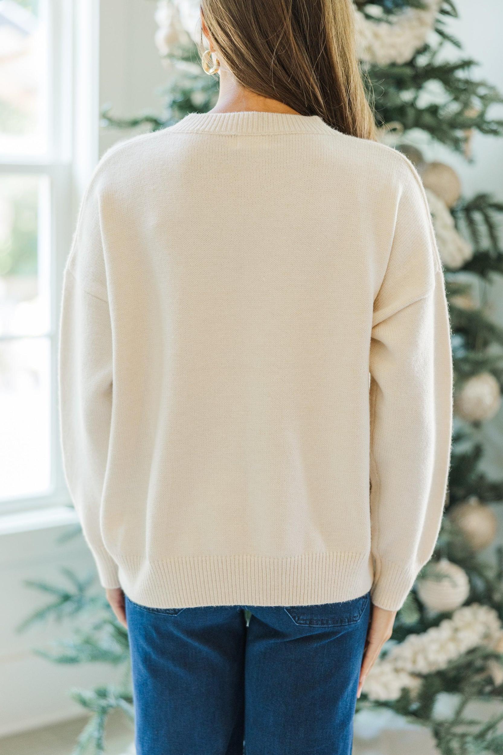 Believe Cream Script Sweater Female Product Image