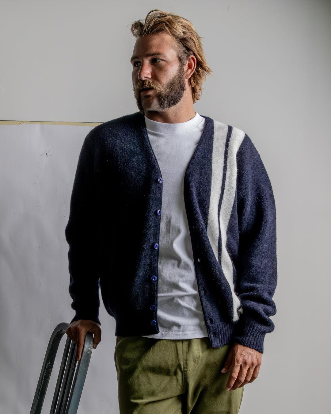 Comp Stripe Cardigan - Navy Male Product Image