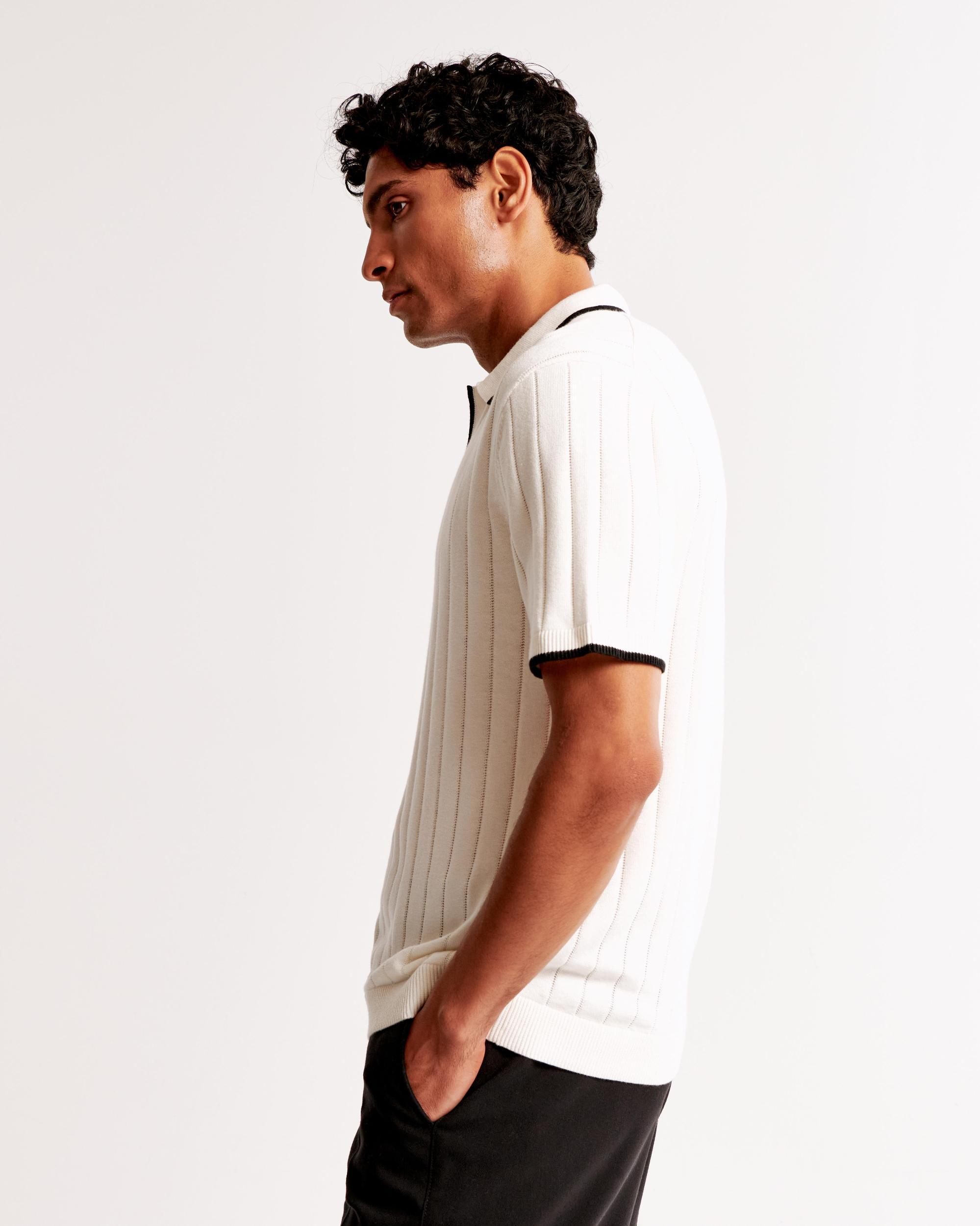 Classic Tipped Johnny Collar Sweater Polo Product Image