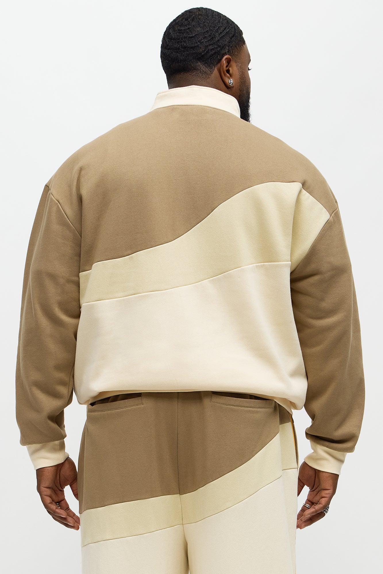 Been A Player Colorblock Quarter Zip - Tan/Multi Product Image