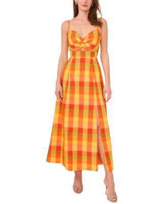 1.state Womens Plaid Twist-Front Maxi Dress Product Image