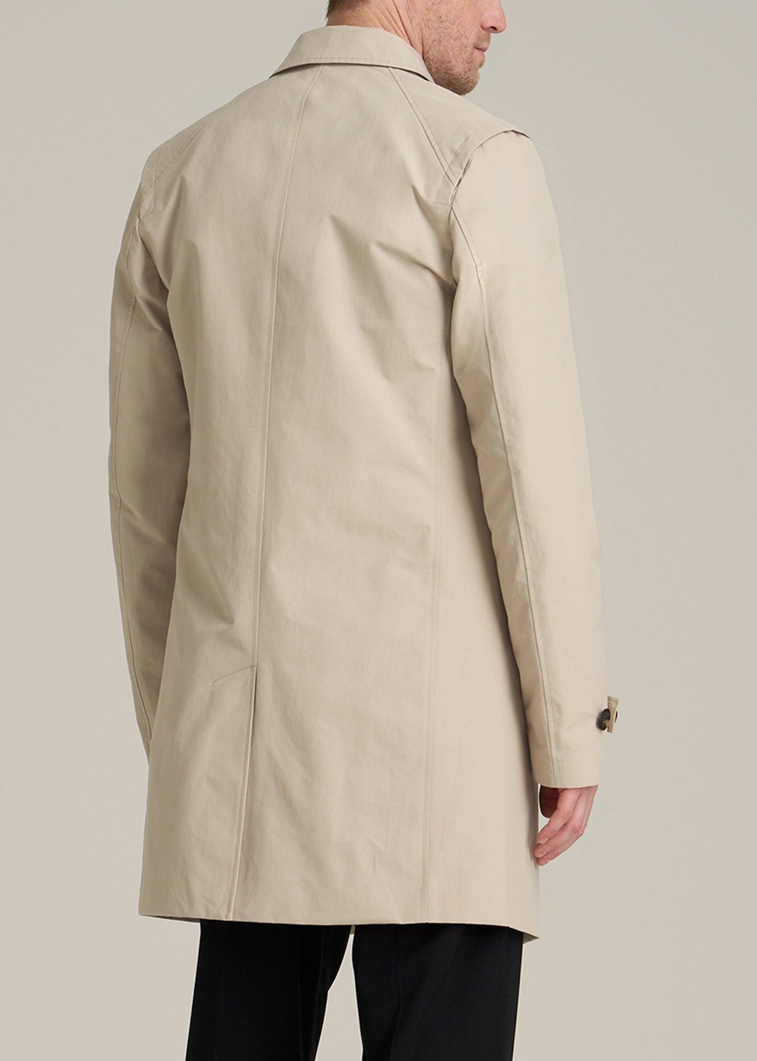 Minimalist Trench Coat for Tall Men in Light Khaki Product Image