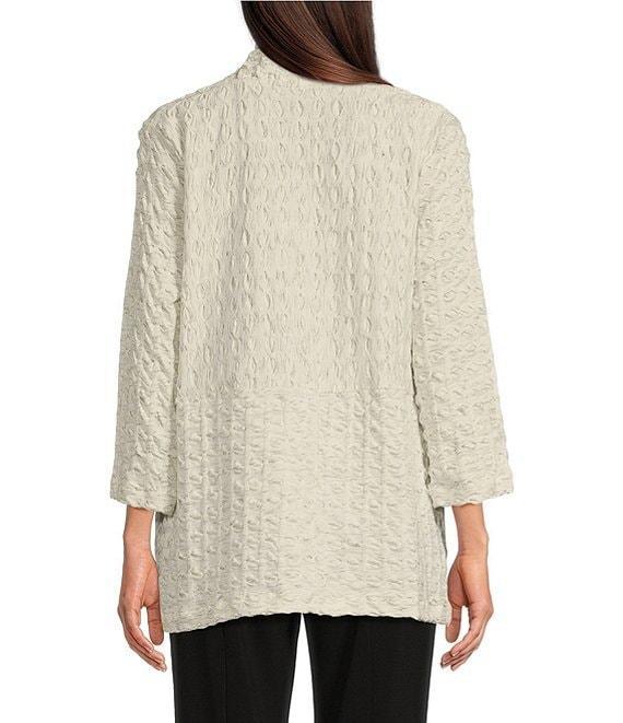 Ali Miles Textured Knit Open Front 3/4 Sleeve Cardigan Product Image