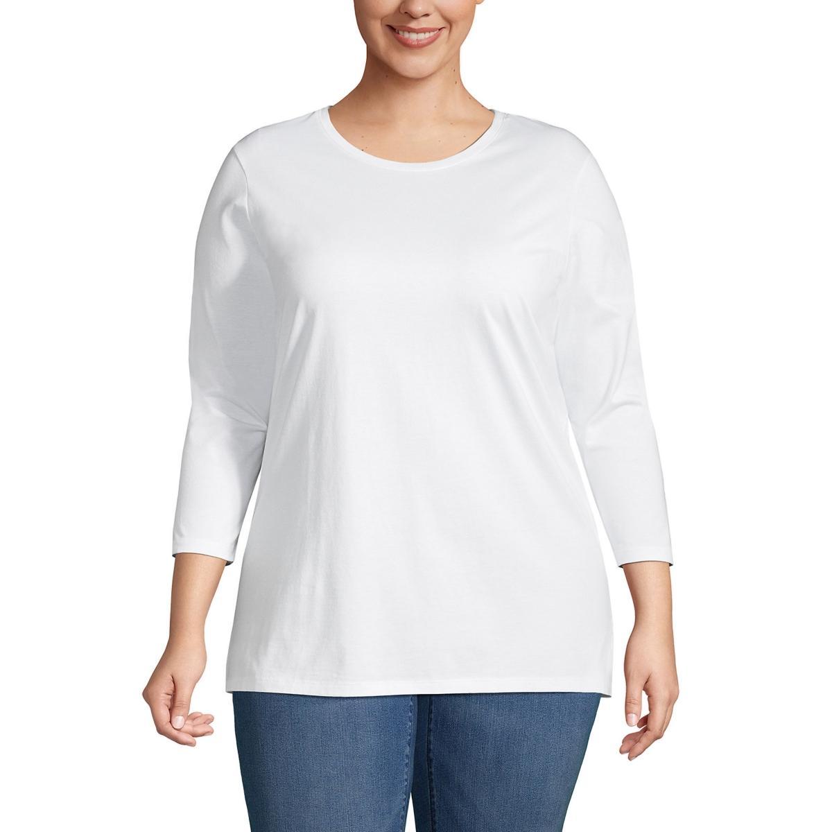 Plus Size Lands' End Supima Cotton Relaxed Fit Crewneck Tunic, Women's, Size: 3XL, Radiant Blue Product Image