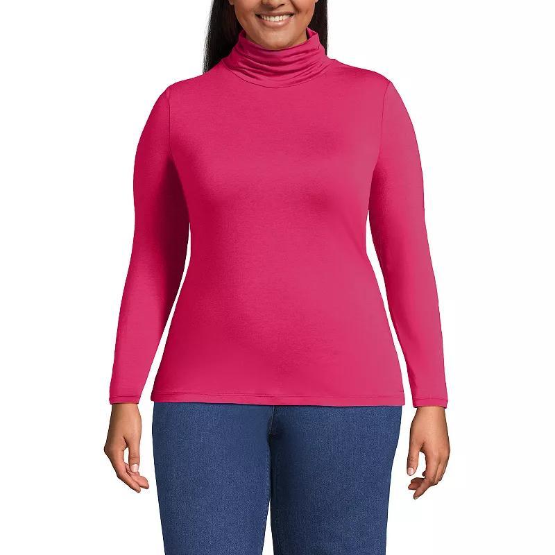 Plus Size Lands' End Lightweight Fitted Long Sleeve Turtleneck, Women's, Size: 1XL, Black Product Image
