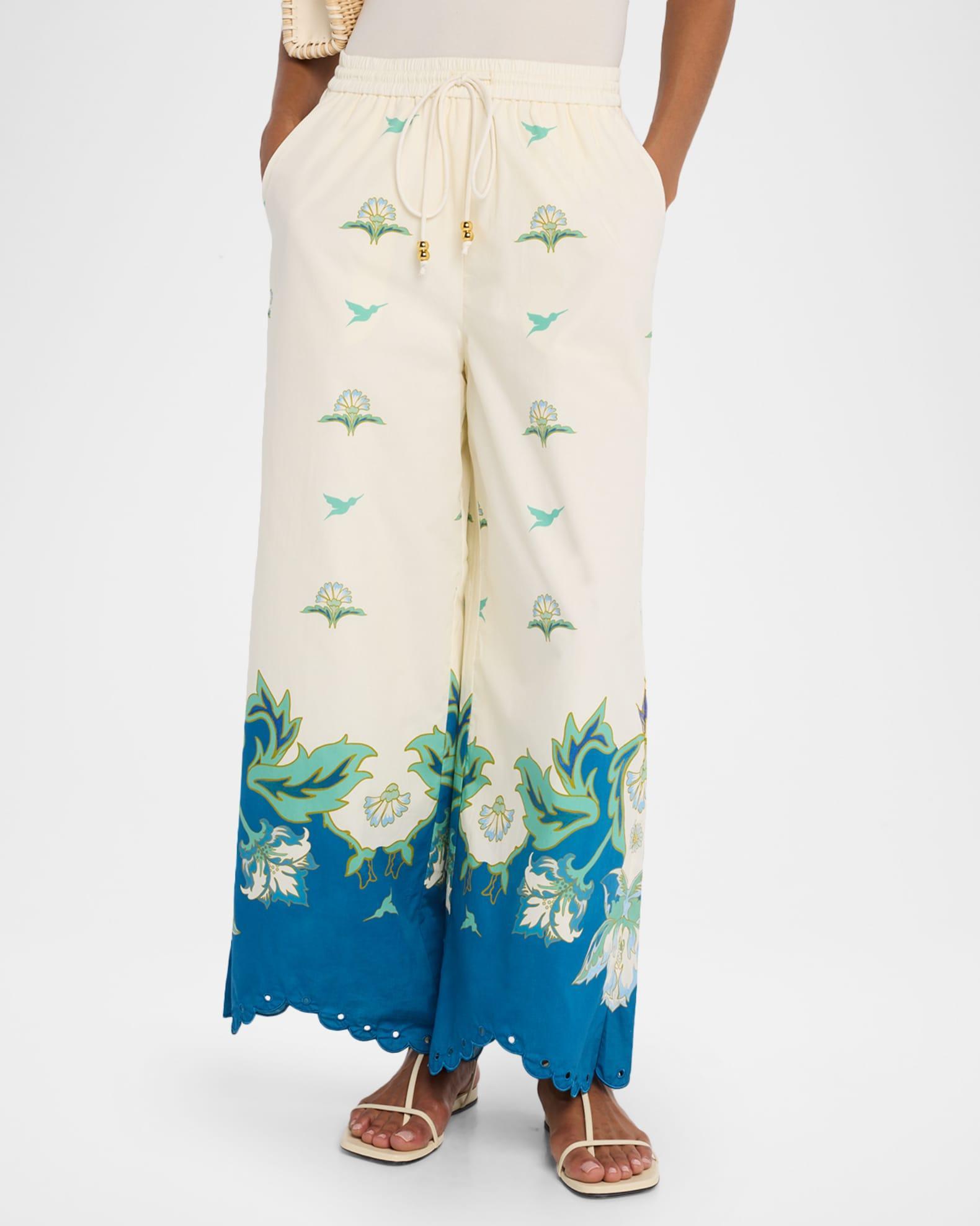 Cortez Embroidered Wide-Leg Cotton Pants Product Image