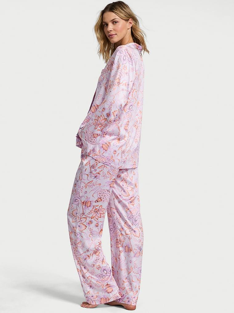 Glazed Satin Long Pajama Set Product Image