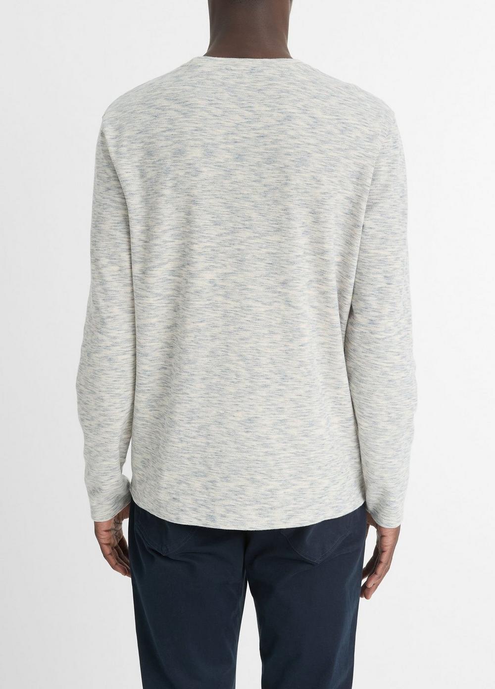 Mens Space-Dye Cotton-Blend Long-Sleeve T-Shirt, Black/off White, Size XL Vince Product Image