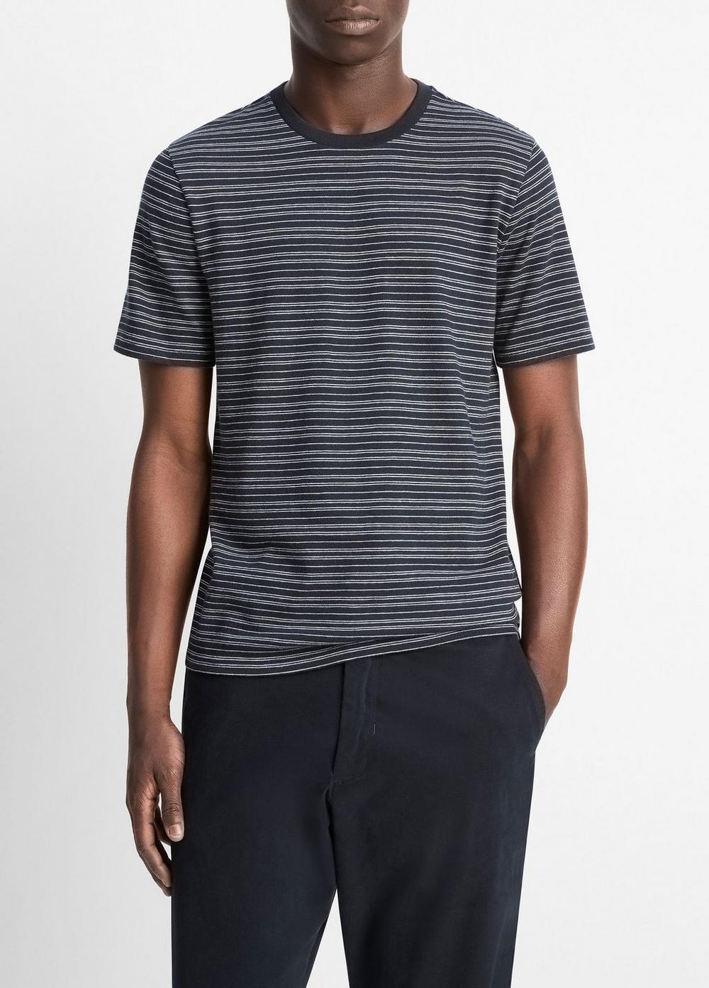 Mens Stripe Loose Knit Crewneck T-Shirt Product Image