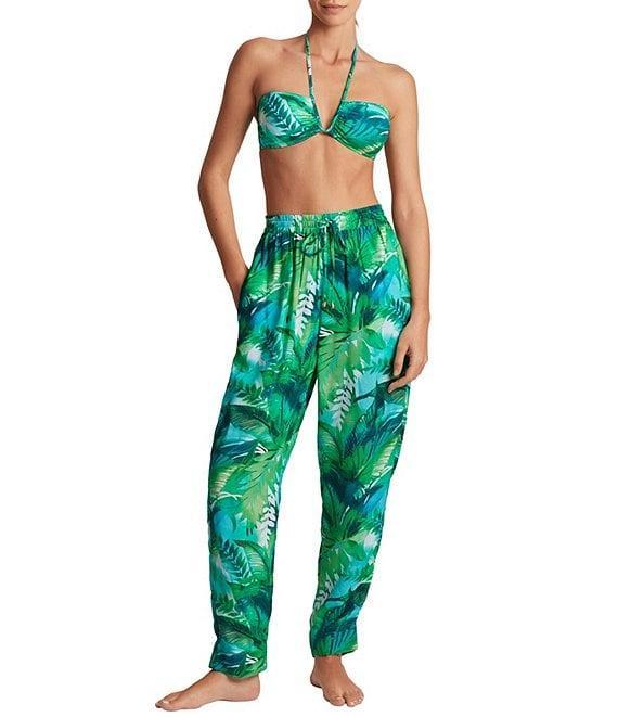 Lauren Ralph Lauren Cartago Tropical Palm Poolside Elastic Drawcord Waist Swim Cover-Up Pants Product Image