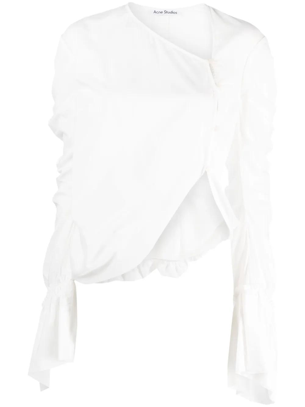 draped asymmetric cotton blouse Product Image
