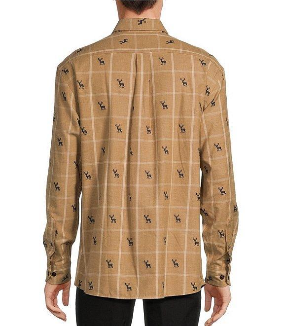 Roundtree & Yorke Long Sleeve Deer Clip Dobby Plaid Portuguese Flannel Sport Shirt Product Image