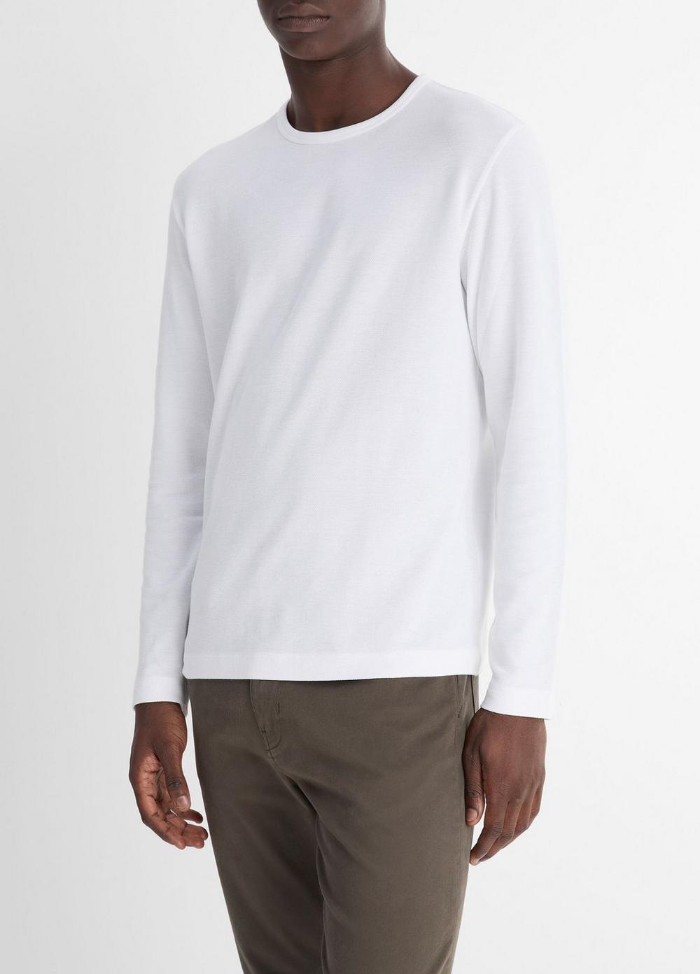 Mens Pima Cotton Piqu Long-Sleeve T-Shirt, Black, Size S Vince Product Image