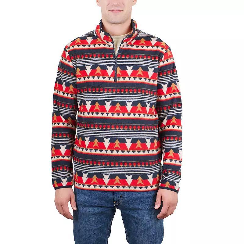 Men's Mountain and Isles 1/4 Zip Printed Polar Fleece Pullover, Size: Medium, Black Navy Waves Product Image