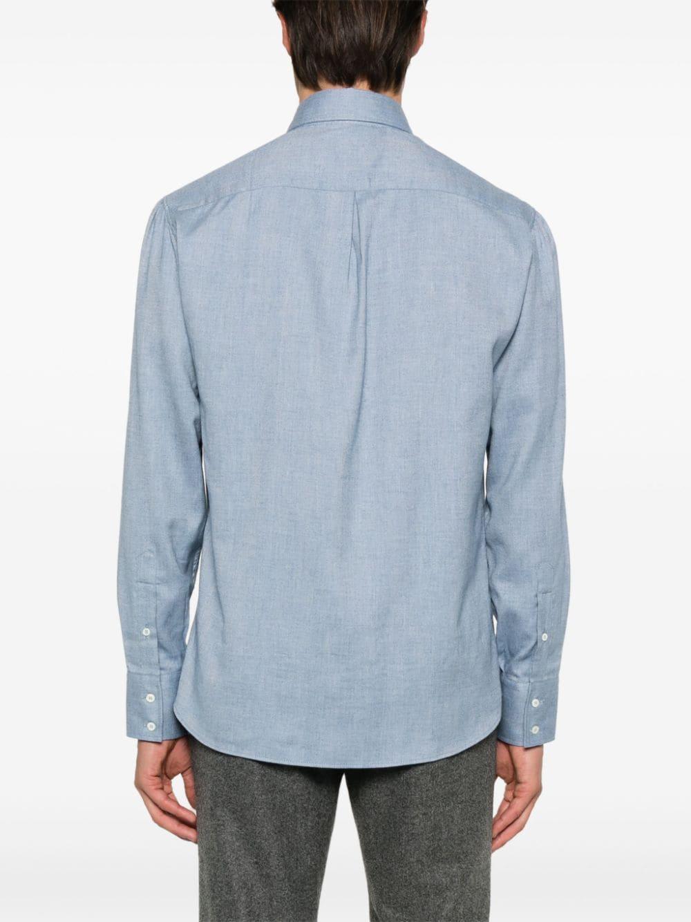 BRUNELLO CUCINELLI Herringbone Shirt In Blue Product Image