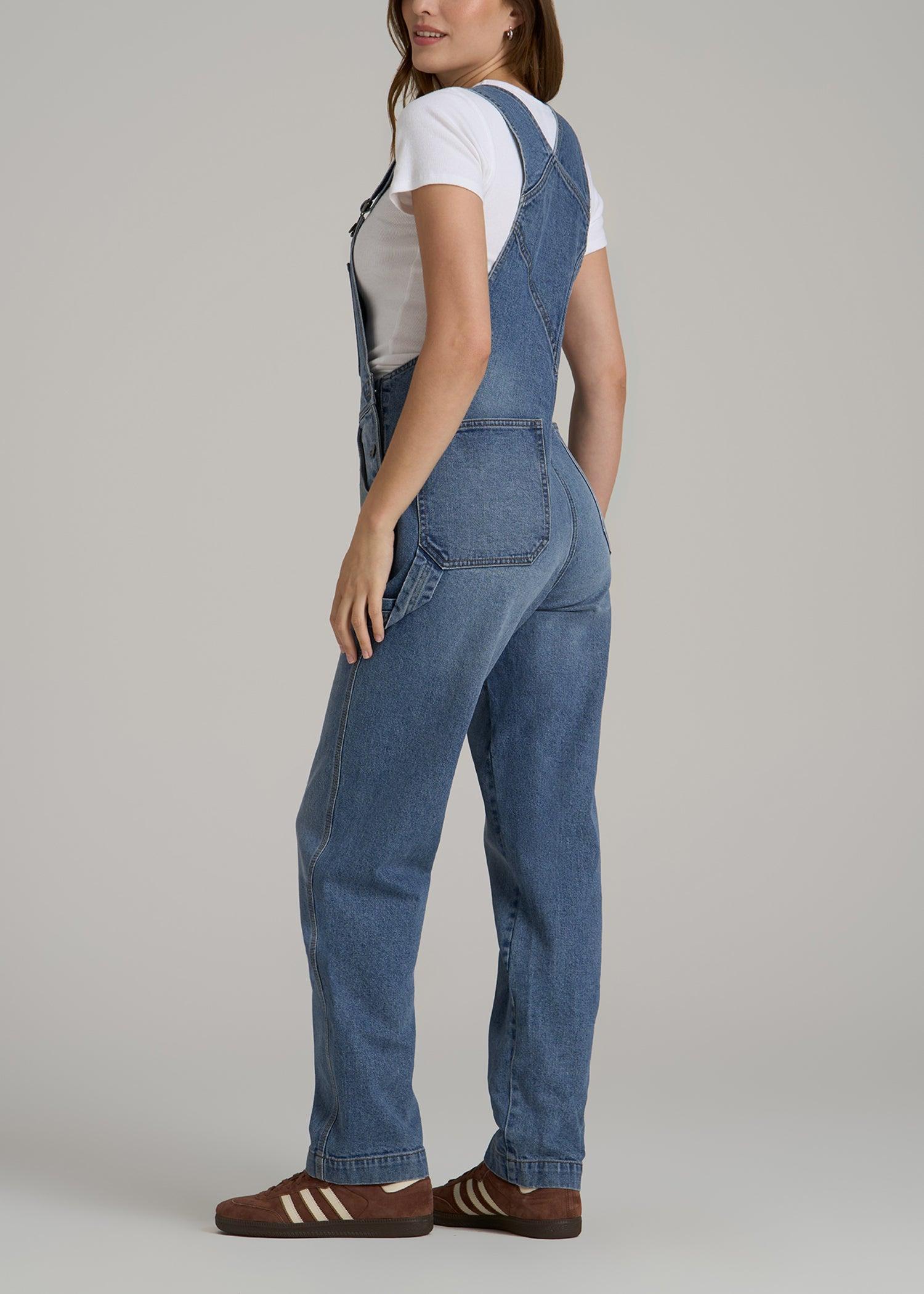 Denim Overalls for Tall Women in Malibu Blue Product Image